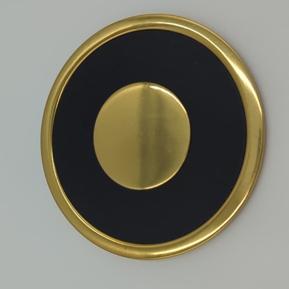 Set of 4 drink Coasters Metal With Holder Black & Gold Round - Picture 3 of 9